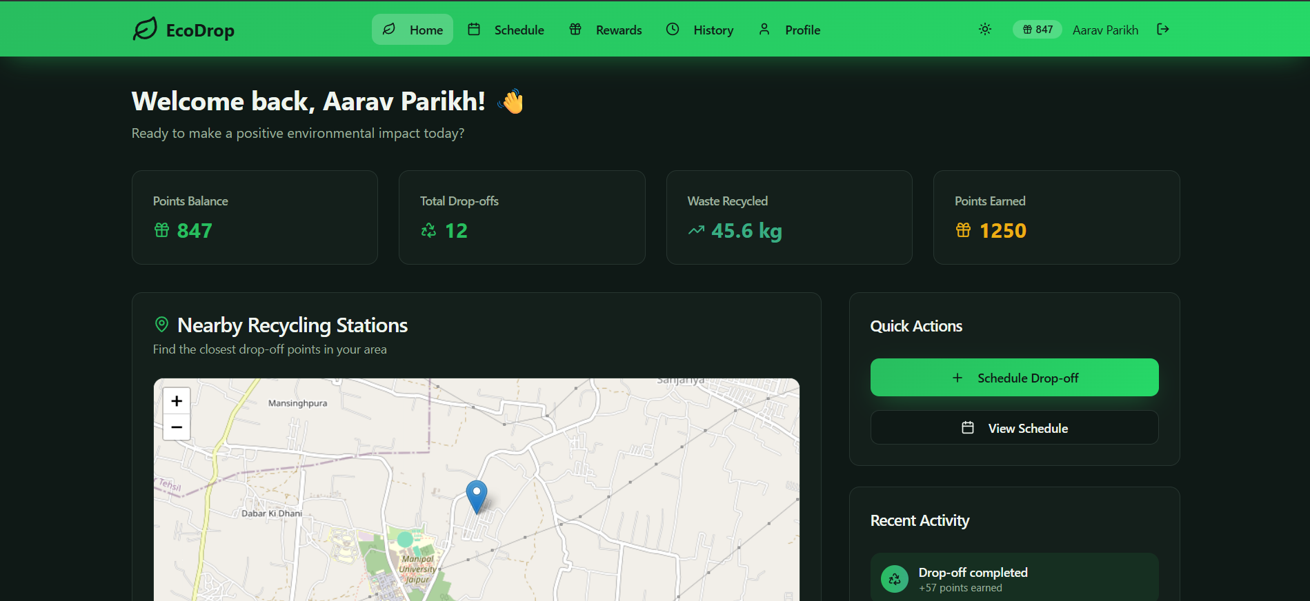 EcoDrop smart waste management platform